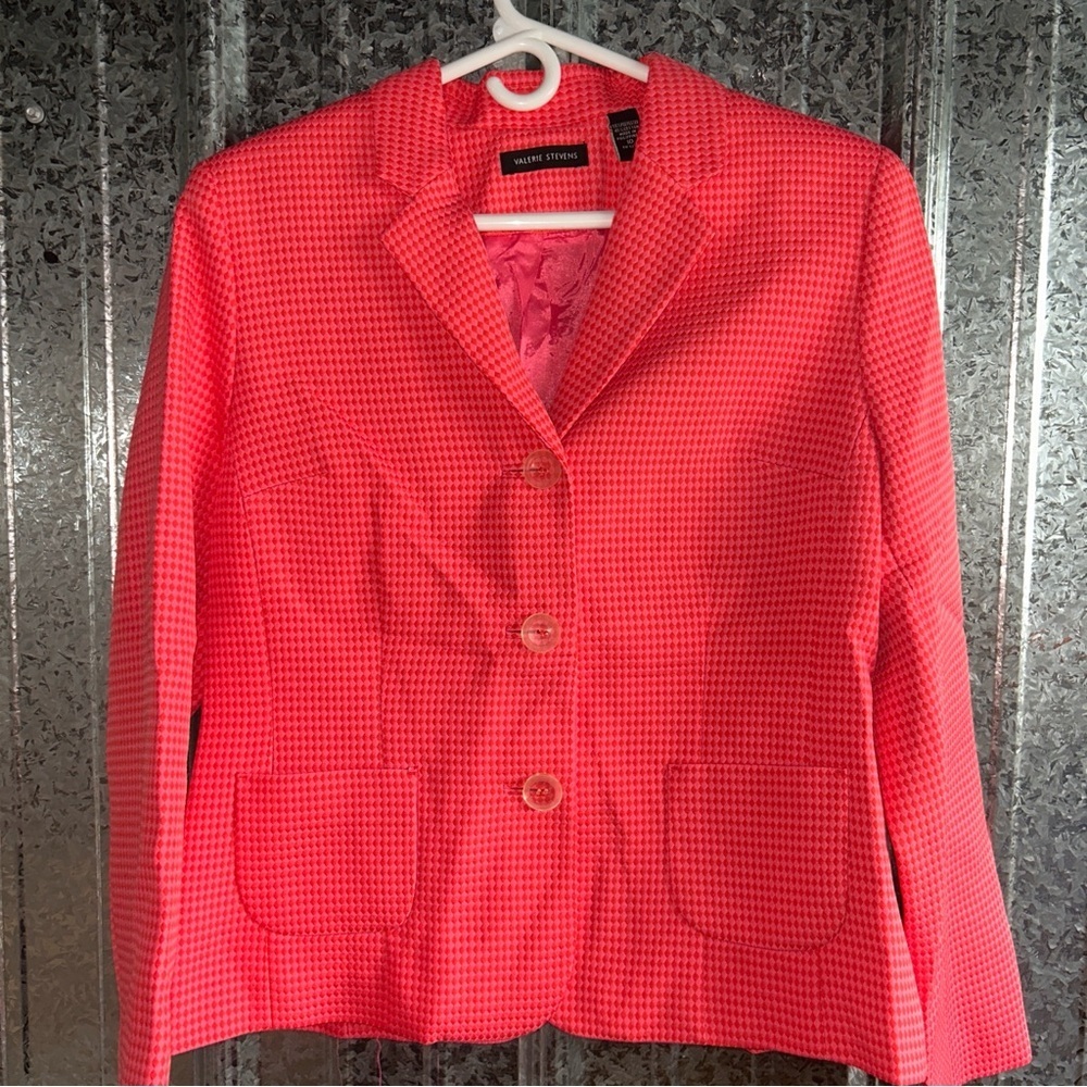 Valerie Stevens Women's Red Checkered Blazer